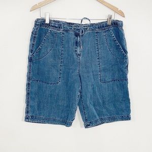 EILEEN FISHER Chambray Denim Shorts 10” Inseam  High Rise Size Large